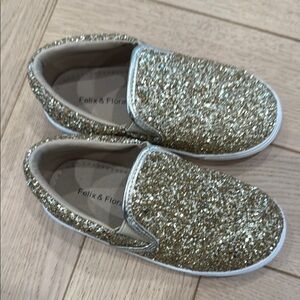 Felix & Flora Gold Glitter Slip-On Shoes